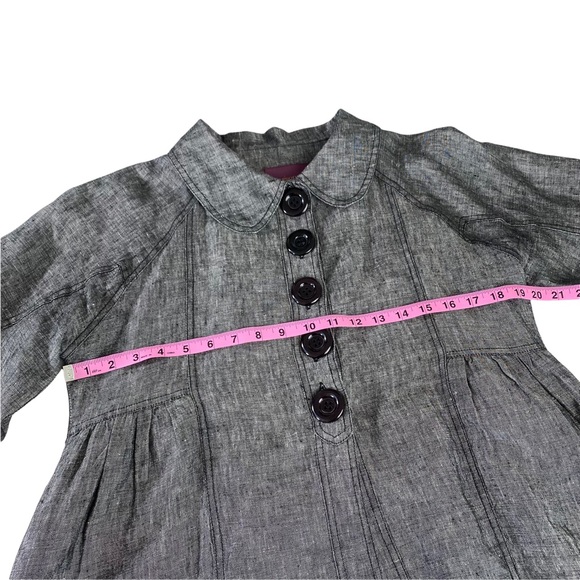 Rapsodia Anthropologie Grey Linen Blend Lined Jacket Women's Sz L Modern Buttons - Picture 9 of 16